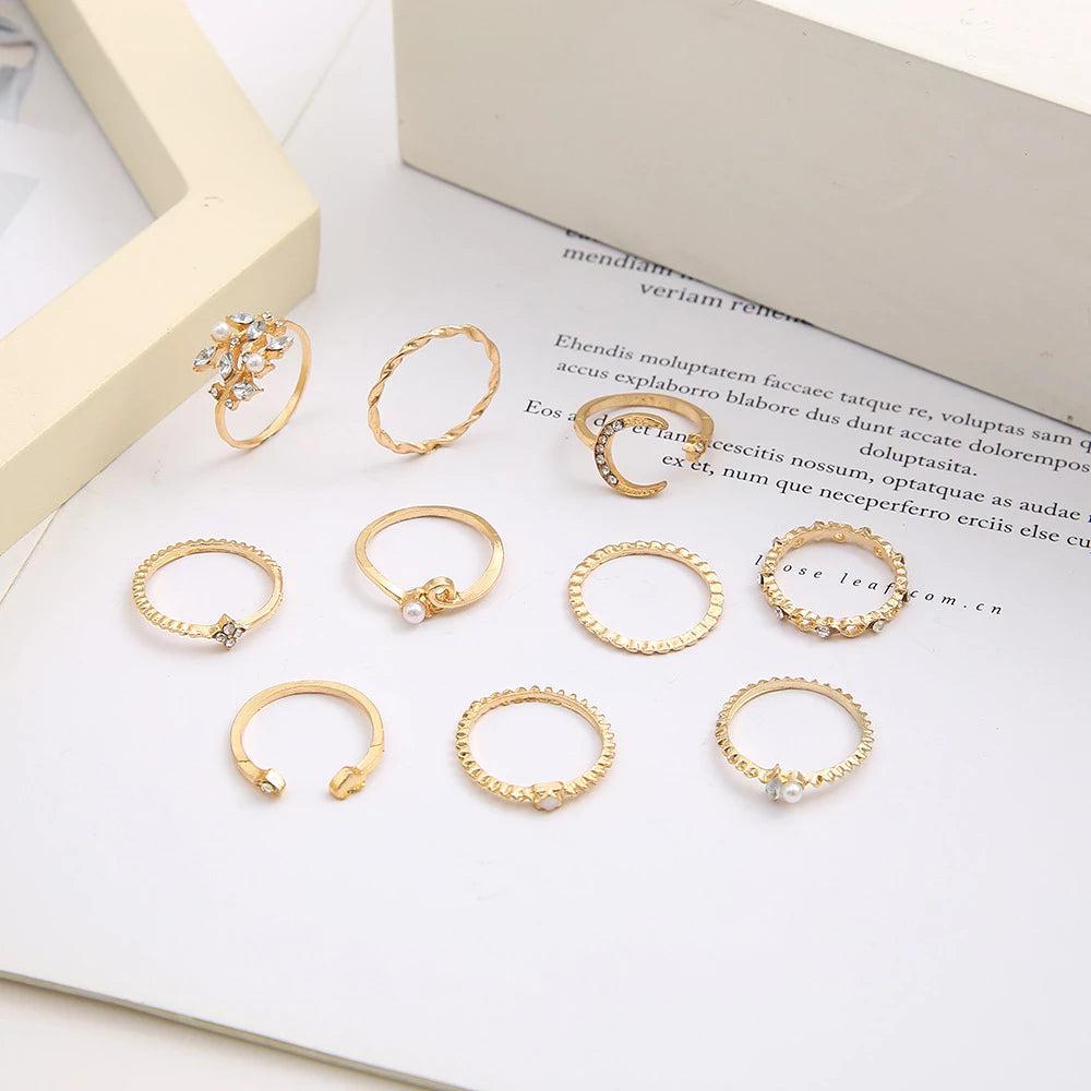 10-Pack Bohemian Silver and Gold-Plated Rings