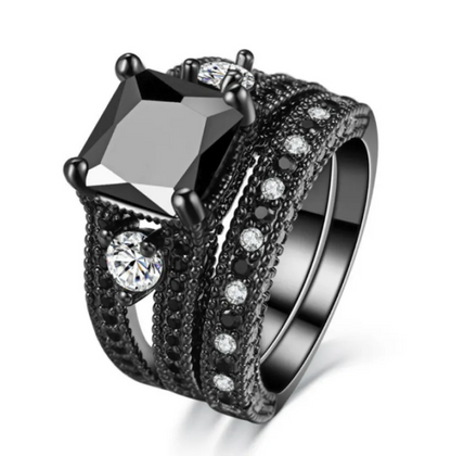 Black Zircon & Diamond Ring