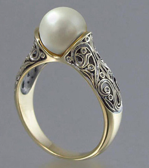 Vintage Pearl Golden Ring