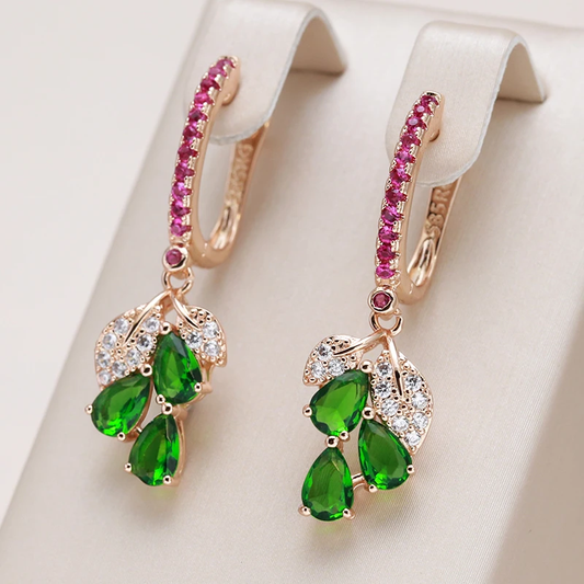 Elegant dangling earrings with colored zirconia