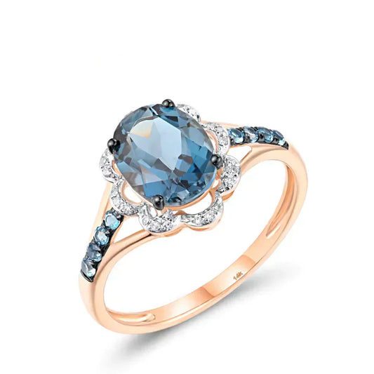 Blue Topaz Sparkling Gemstone Ring